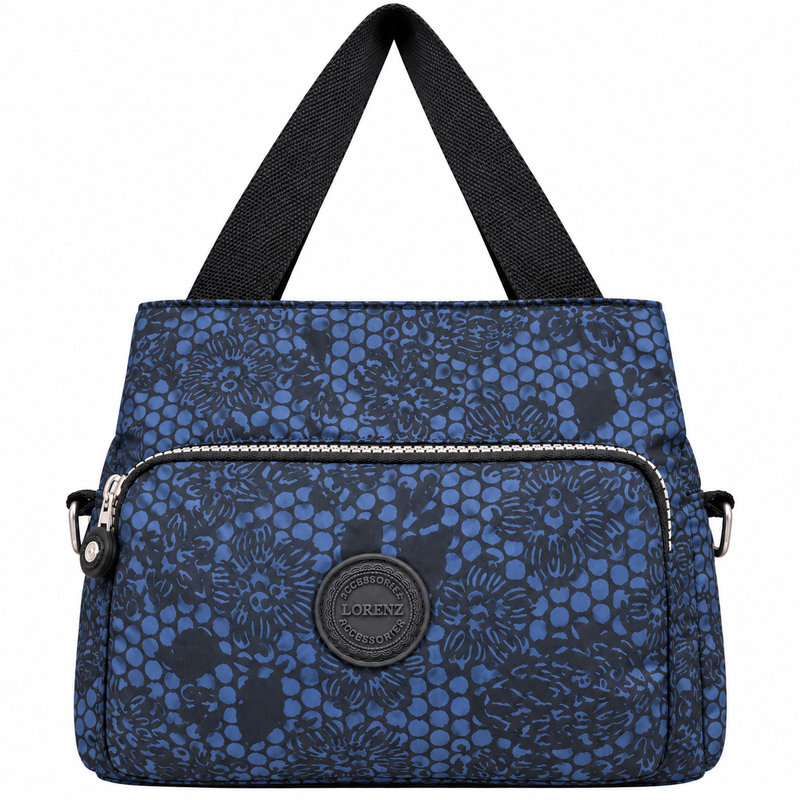 2503 Floral Pattrnd Crnkld Nylon H'Bag With Shoulder Strap (New) (image for) 2503 Floral Pattrnd Crnkld Nylon H'Bag With Shoulder Strap (New)